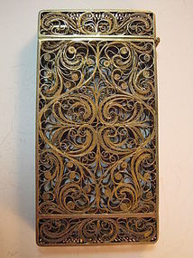 19th C. Chinese Sterling Silver Filigree card Case