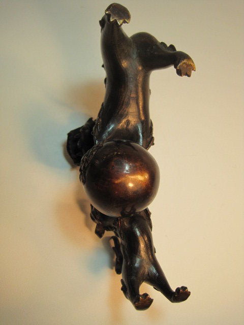 A Beautiful 19th C. Japanese Bronze Lions Playing Ball