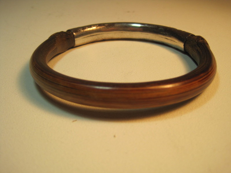 Early 20th C. Chinese Silver and Rattan Bangle