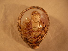 A Nice Old Chinese Buddha Seashell Carving