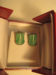 Beautiful Vintage Chinese Silver Jade Earrings