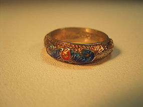 A Beautiful Old Chinese Silver Enamel Ring