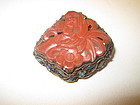 Old Chinese Filigree Enamel Silver Carnelian Brooch