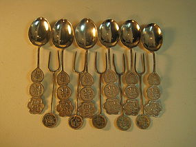 Early 20th C. Chinese Silver Spoons and Forks