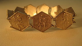 Early 20th C. Chinese Silver Bracelet With 8 Immortals