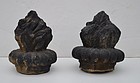 Pair of Carved Limestone Flame Finials, 17/18thC
