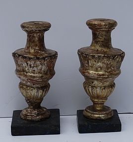 Pair of Italian Gambose and Painted Finials 19th Century