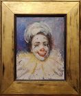 Bright Painting of a Clown signed by Bessie J. Howard