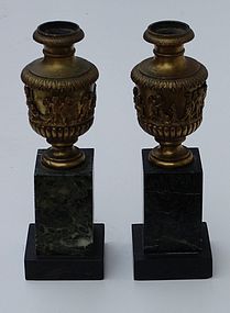 Pair of French Bronze and Marble Cassolettes, 2nd half 19thC