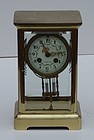 French Brass and Crystal Mantel Clock, circa 1915