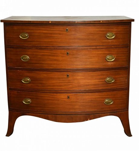 Federal Mahogany Bow Front Chest, New England, 19th C.