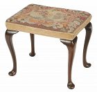 Queen Anne Style Upholstered Stool, 19th C.