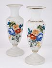 Pair of Painted Glass Vases, likely French, circa 1920 and older.