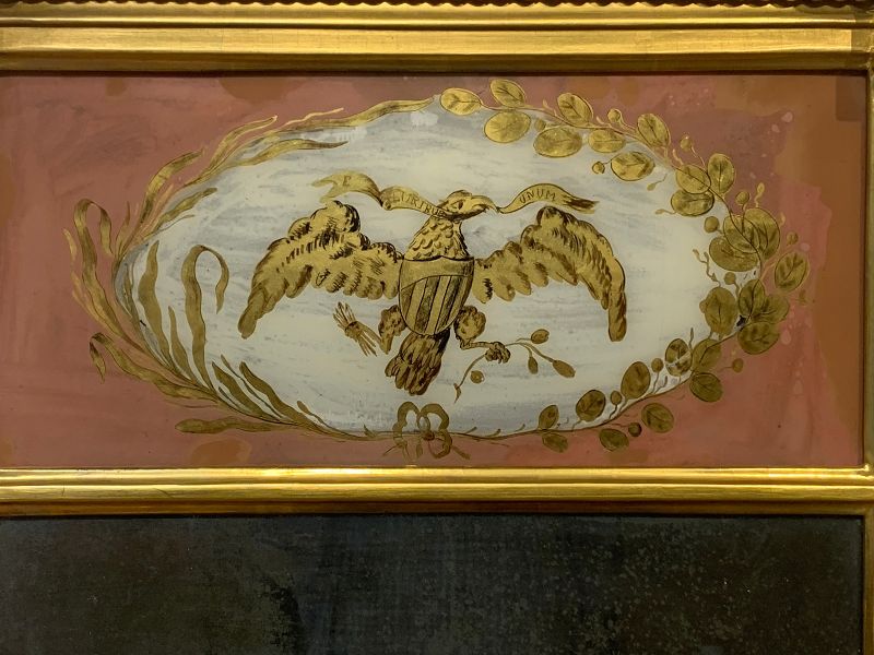Federal Giltwood Mirror with Eagle Eglomise Panel, early 19th C