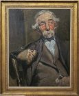 Old Man With A Pipe a Portrait Oil Painting by August F. Lundberg