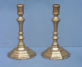 Pair of Louis XV Bronze Candlesticks, 18th C