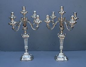 Pair of Silver-Plated Candlabrum, Reproduction