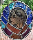 Oval Stained Glass Panel, possibly Roman, 19thC