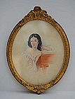 English School Watercolor of Woman, signed, dated 1834