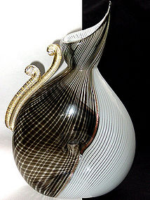 RARE Murano DINO MARTENS Mezza Filigrana FORATO Vase