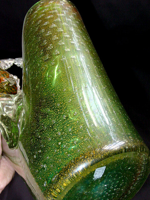 RARE Murano SEGUSO POLI Double FISH Gold Oxides Vase