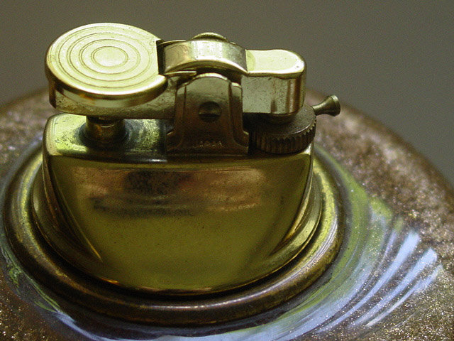 Murano BARBINI 50s AVENTURINE Flecks Bowl Lighter Set