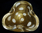 Murano BARBINI SEGUSO Gold Flecks White Spots Bowl