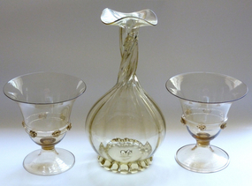 RARE Murano PAULY VENEZIA Signed Twisted Vase + 2 Vases