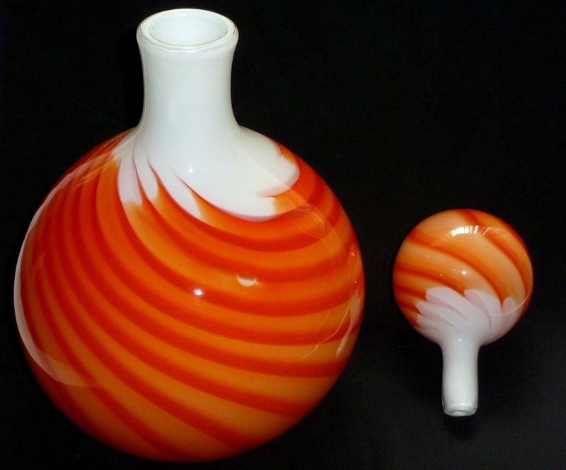 HUGE Murano ORANGE FLAME Guildcraft BALL Decanter Vase