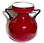 Murano TOSO Deep RED Black Rim Handles HYACINTH Vase