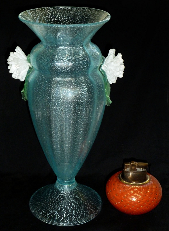 Murano FERRO TOSO BAROVIER Silver Flecks Flower Vase