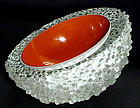 Murano ORANGE White OVERSHOT 2 Position GEODE Bowl