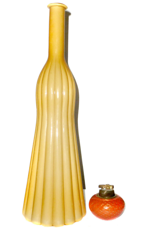 HUGE Italian GOLDEN YELLOW 20&quot; Ribbed Decanter Vase
