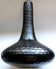 Murano BLACK BATTUTO Hammered Large Vase VENINI BARBINI