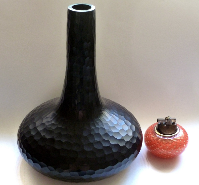 Murano BLACK BATTUTO Hammered Large Vase VENINI BARBINI