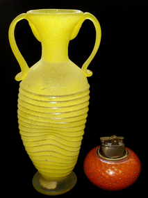 Murano ERMANNO NASON Gino Cenedese Yellow SCAVO Vase