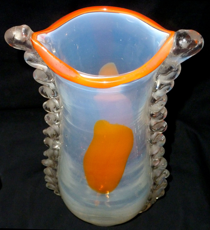 Murano MARTENS AURELIANO TOSO Opal Orange Painted Vase
