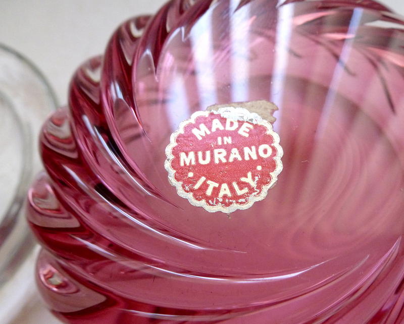 SEGUSO Murano PINK Ribbed VANITY POWDER Box + Label