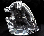 SEGUSO AV Murano SIGNED Crystal Clear HIPPO Sculpture