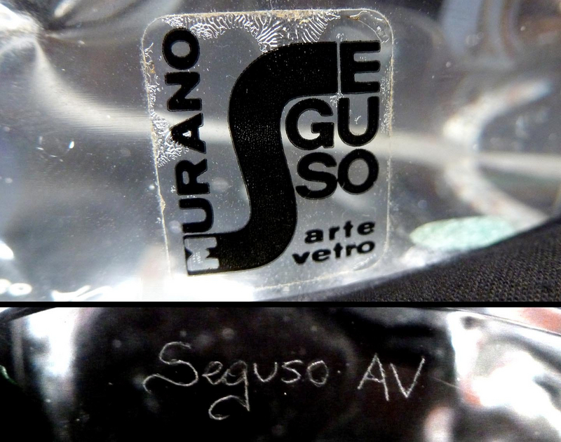 SEGUSO AV Murano SIGNED Crystal Clear HIPPO Sculpture