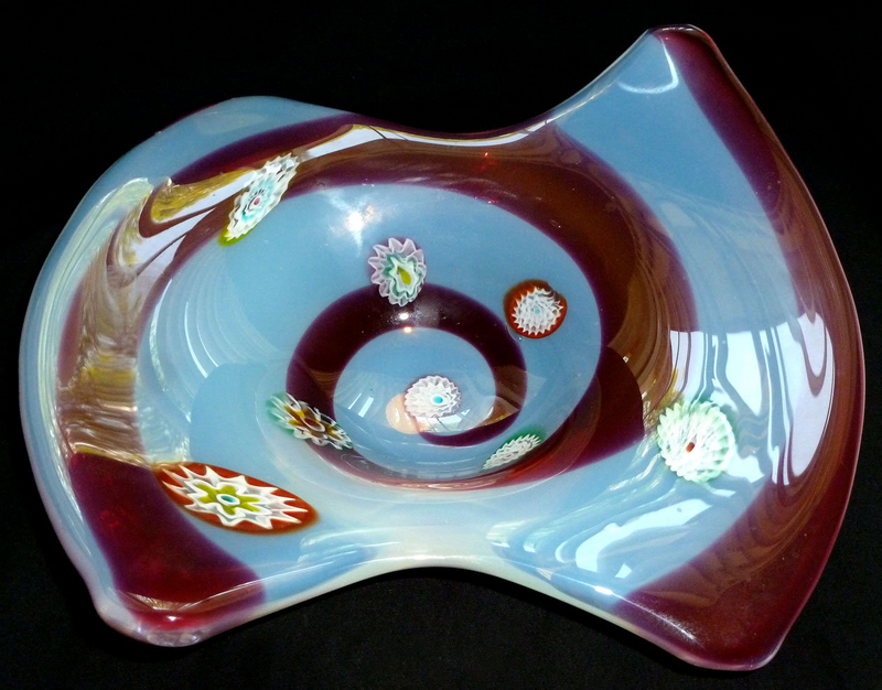 FRATELLI TOSO Murano OPAL Millefiori RED Optic Bowl