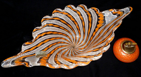 FRATELLI TOSO Murano ZANFIRICO Orange Centerpiece Bowl