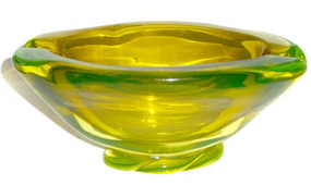 SALVIATI Murano VASELINE URANIUM Glass Bowl W/ Label