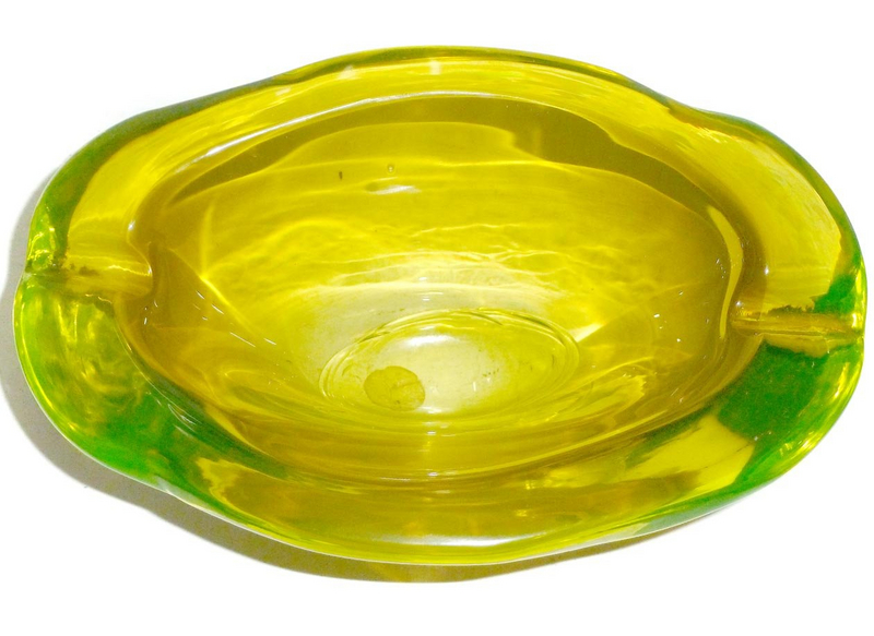 SALVIATI Murano VASELINE URANIUM Glass Bowl W/ Label