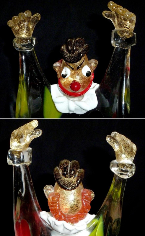 BARBINI Murano CLOWN GOLD FLECKS Color Squares Figure