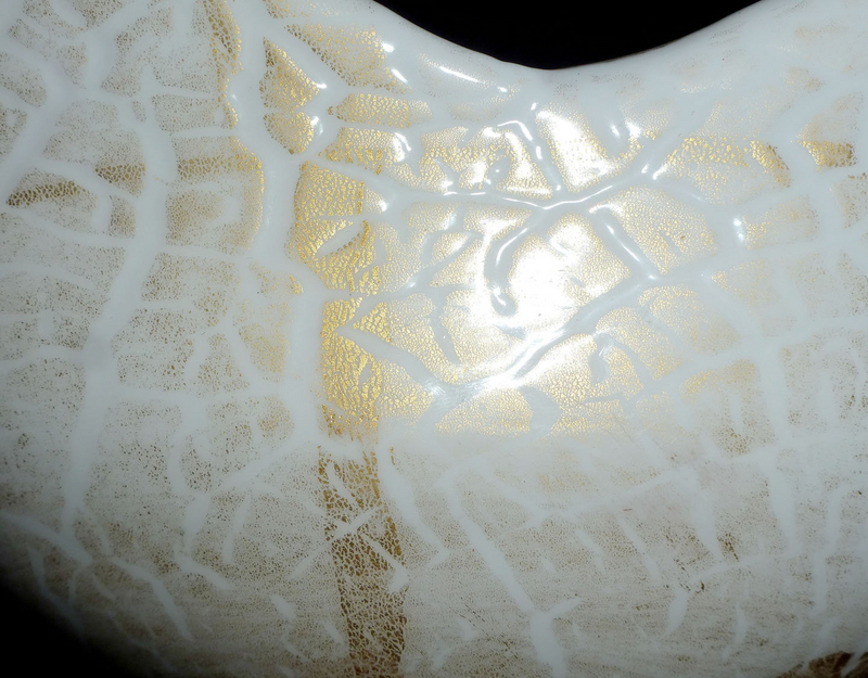 BAROVIER Murano GOLD FLECKS Lattimo Texture Winged Bowl