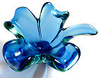 SEGUSO Murano SOMMERSO Cobalt Blue Leaf Shape Bowl Dish