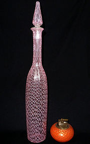 Murano PINK ZANFIRICO Ribbon Decanter VENINI Atribution