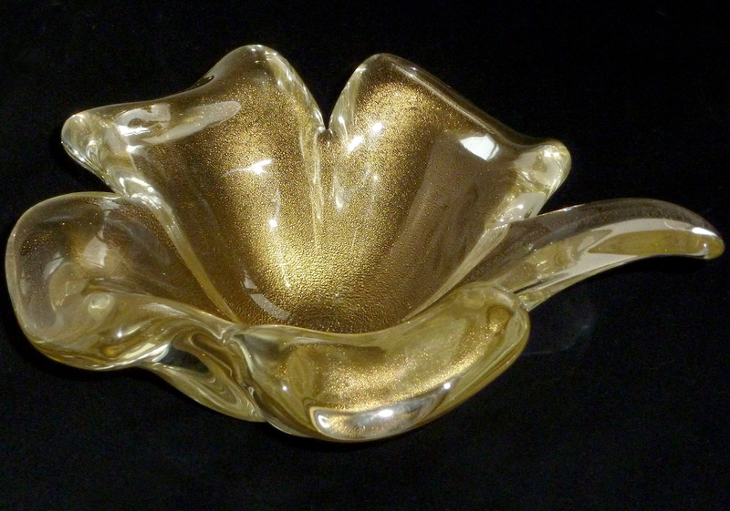 ARCHIMEDE SEGUSO Murano GOLD FLECKS LEAF Bowls