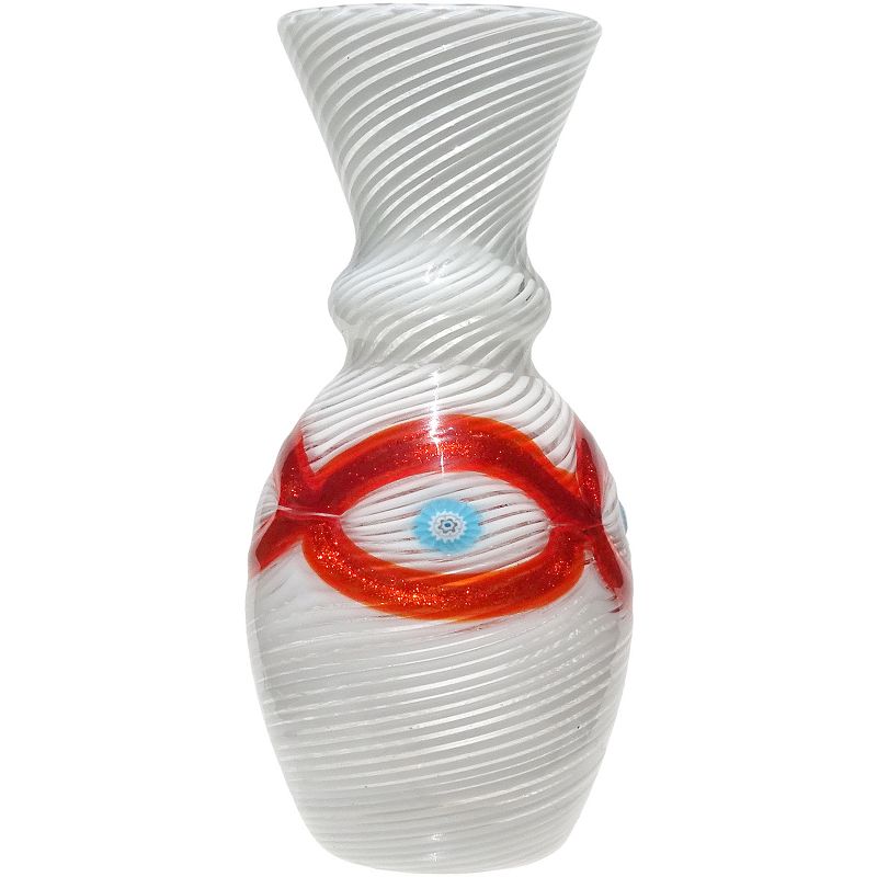 Salviati Murano Venetian White Eye Murrines Italian Vase
